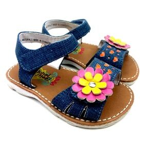 Rachel Shoes Sandals Size 5 Baby Girls Tiana Denium Colorful Floral Hearts